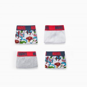 4 BOXERS PARA NIÑO 'LOS VENGADORES', BLANCO/AZUL/GRIS