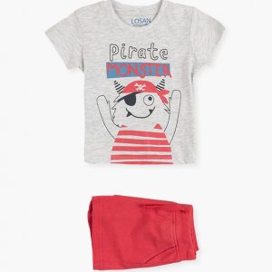 Conjunto de camiseta y bermuda print delantero bebe niño