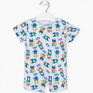 Pelele de  punto liso estampado con bolsa bebe niño