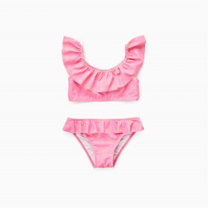 Bikini con volantes estampado piñas