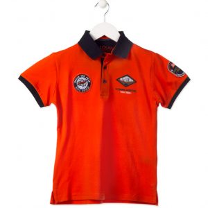 Polo de manga corta en piqué de color naranja
