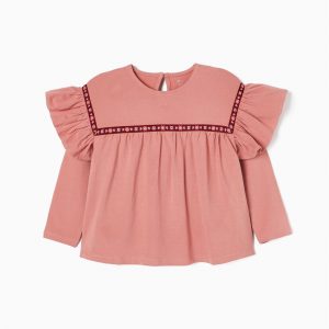 Camiseta manga larga volantes niña