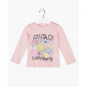 Camiseta manga larga estampada niña