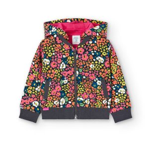 Chaqueta felpa estampada niña