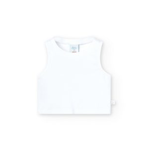 Top de punto canale blanco para niña