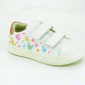 Zapatillas blanca/mariposas velcro para Nº 20 a 27
