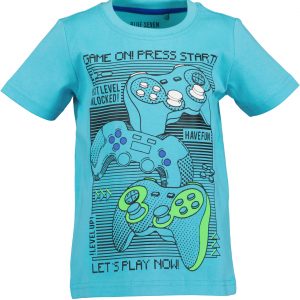 Camiseta manga corta azul consolas para niño