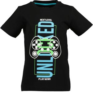 Camiseta manga corta negra consolas para niño