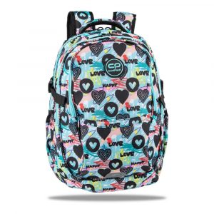 Mochila escolar Duo "In Love" de Coolpack, adaptable a carro universal, con 3 compartimentos y diseño funcional.