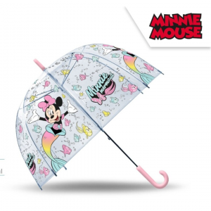 Paraguas infantil transparente Minnie 46 cm, diseño campana manual.