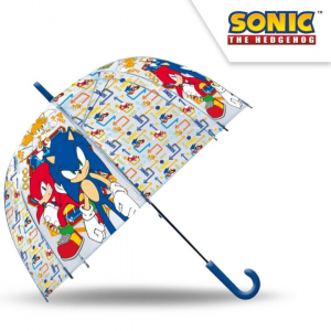 Paraguas infantil transparente Sonic de 46 cm, diseño campana manual