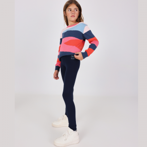 Leggings azul marino de algodón para niña, cómodos y elásticos para uso diario.