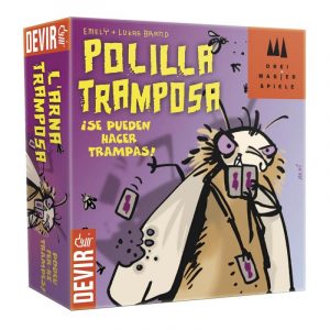Juego de cartas La Polilla Tramposa, un divertido y original juego de mesa donde hacer trampas está permitido. Perfecto para jugar en familia o con amigos.