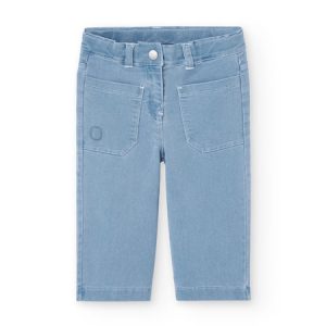 Pantalón vaquero infantil de campana clarito y elástico con ajuste en la cintura