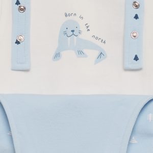 Conjunto bebé niño con peto azulina y camiseta cruda Street Monkey