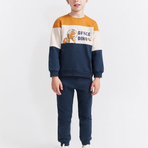 Conjunto bebé niño de 2 piezas Street Monkey - Sudadera y pantalón con estampado de dinosaurio astronauta "Space Dino" (3 a 6 años)