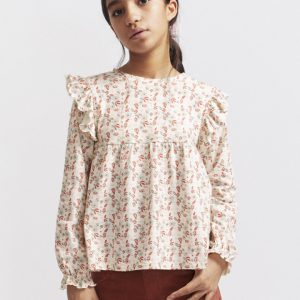 Camiseta niña con flores en crudo y tinto Street Monkey