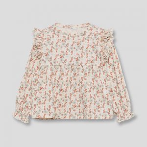 Camiseta niña con flores en crudo y tinto Street Monkey