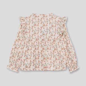 Camiseta niña con flores en crudo y tinto Street Monkey