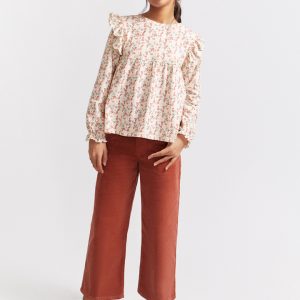 Camiseta niña con flores en crudo y tinto Street Monkey