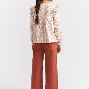 Camiseta niña con flores en crudo y tinto Street Monkey