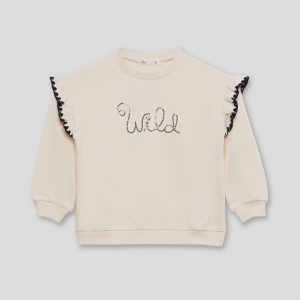 Sudadera niña blanca Wild con volantes