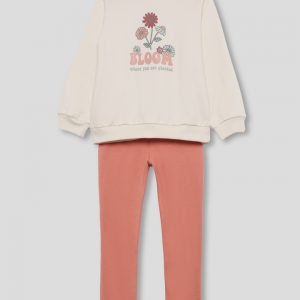 Conjunto niña invierno sudadera crudo y leggings maquillaje