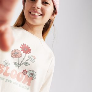 Conjunto niña invierno sudadera crudo y leggings maquillaje