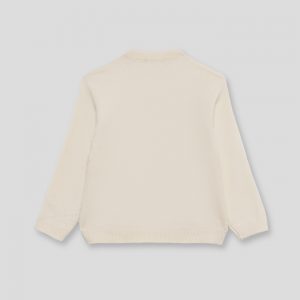 Jersey de punto beige con flecos para niña