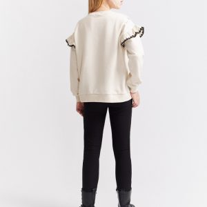 Sudadera niña blanca Wild con volantes