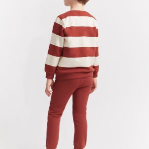 Conjunto niño sudadera pantalón Street Monkey coral y crudo