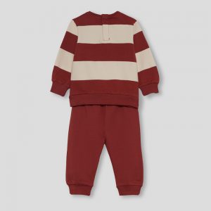 Conjunto niño sudadera pantalón Street Monkey coral y crudo