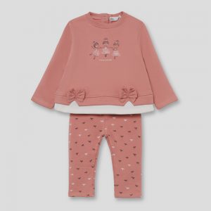 Conjunto niña Street Monkey maquillaje con camiseta de bailarinas y leggings con lacitos