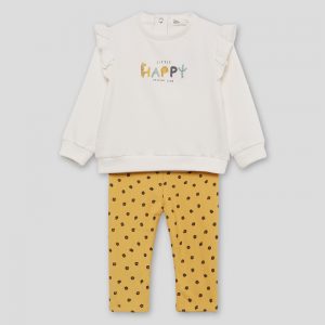 Conjunto niña con sudadera crudo y leggings maíz con corazones Street Monkey