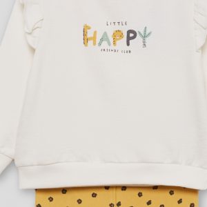 Conjunto niña con sudadera crudo y leggings maíz con corazones Street Monkey