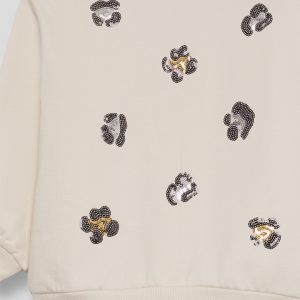 Conjunto niña huellas blanco y negro