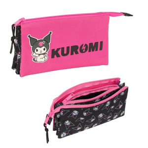 Estuche triple Safta Kuromi con 3 compartimentos y gran capacidad