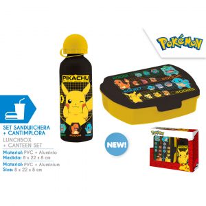 Pack infantil de Pokémon con botella de aluminio y sandwichera a juego