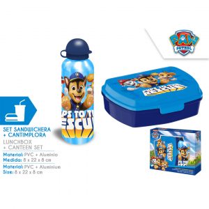 Pack de botella de aluminio con boquilla a presión y portamerienda infantil de La Patrulla Canina
