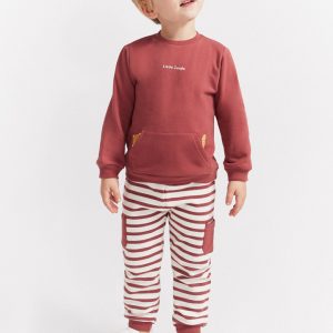 Conjunto bebé niño sudadera coral y pantalón rayas Street Monkey