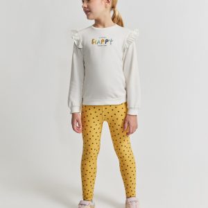 Conjunto niña con sudadera crudo y leggings maíz con corazones Street Monkey