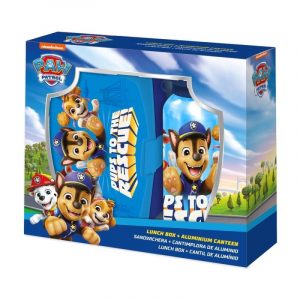 Pack de botella de aluminio con boquilla a presión y portamerienda infantil de La Patrulla Canina
