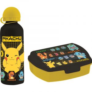 Pack infantil de Pokémon con botella de aluminio y sandwichera a juego