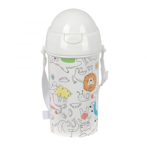 Botella infantil Safta Zoo 500ml con apertura automática y pajita