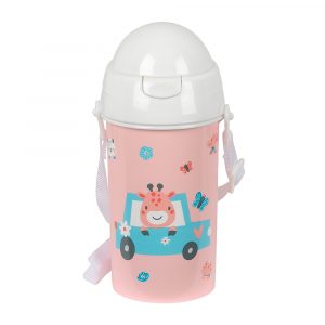 Botella infantil Safta Jirafa 500ml con apertura automática y pajita