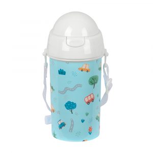 Botella infantil Safta Coches 500ml con apertura automática y pajita