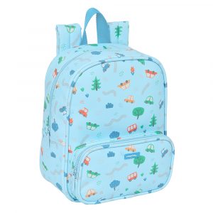 Mochila infantil Safta Coches con compartimento principal y bolsillo frontal