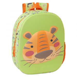 Mochila Safta Tiger 3D infantil preescolar 27x10x33 cm