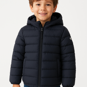 Chaqueta acolchada gris oscuro para niño con capucha y bolsillos Zippy