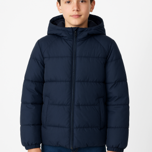 Chaqueta acolchada niño azul oscuro con capucha y forro polar Zippy